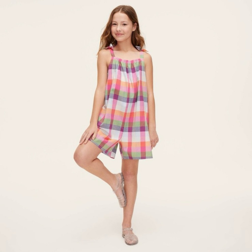 kate spade new york x Target Girls' Plaid Tie-Shoulder Poplin Romper XS